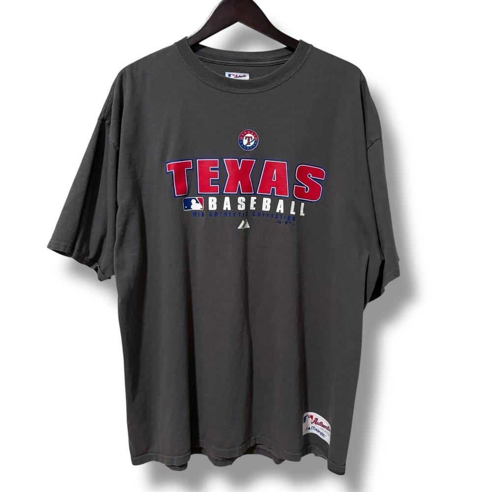 Majestic Authentic Collection Texas Rangers Baseball Graphic T Shirt XL 25x31